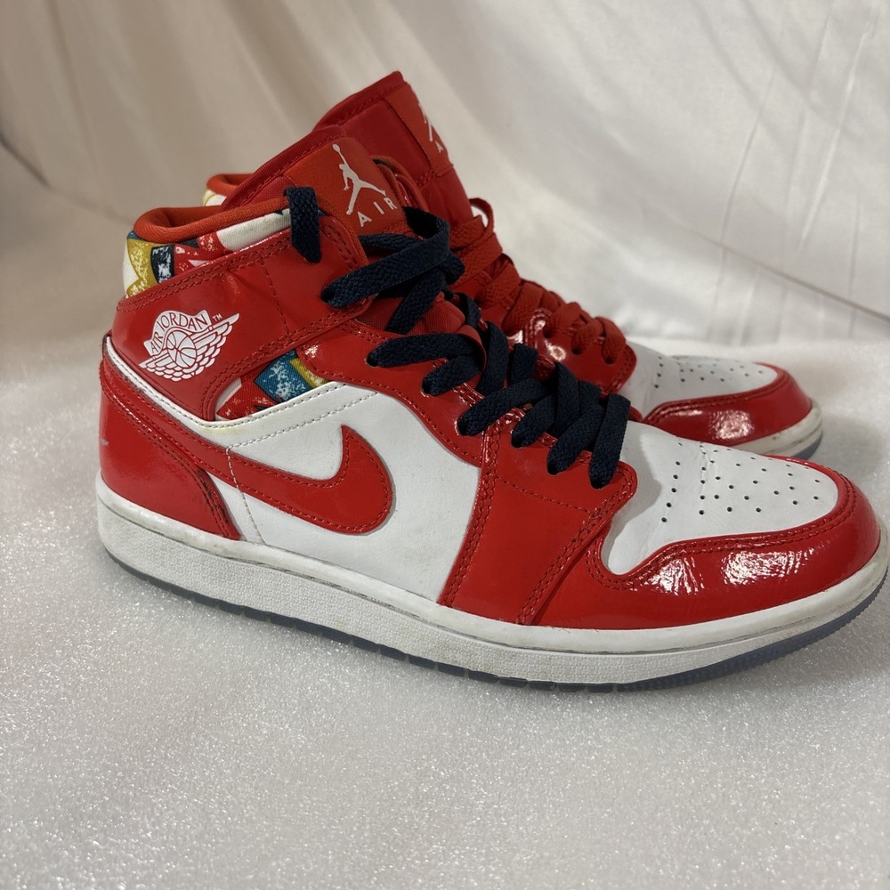Jordan 1 Mid SE Barcelona Sweater Red Patent, 2021 GS, Size 7.5 US, DC7294-600 - Picture 4 of 7